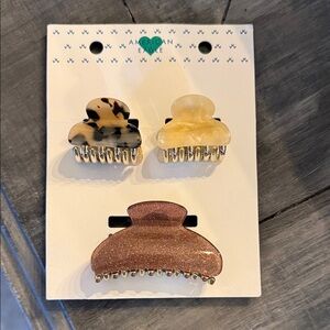 American Eagle Outfitters Hair Claw Clip Trio - Black, Cream, Brown. New!